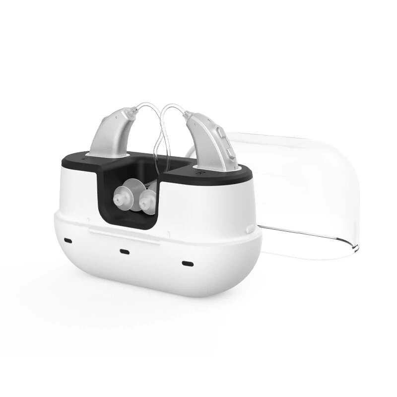 (image for) Portable Slim Rechargeable Digital In-Ear Sound Amplifier with Charging Case Hearing Earphones